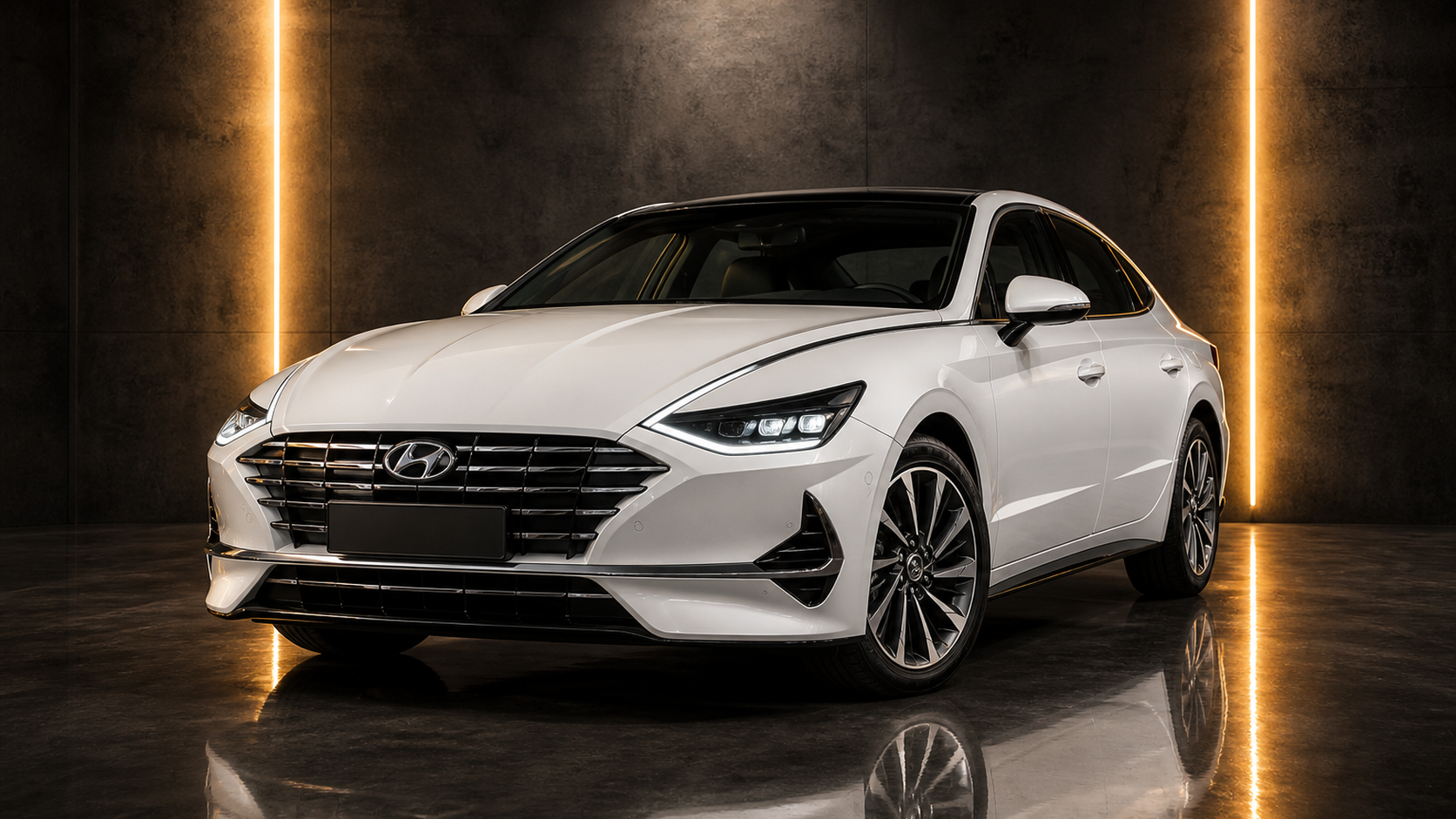 White Hyundai Sonata executive sedan rent a car in Lahore with driver from Platinum Executive Travels